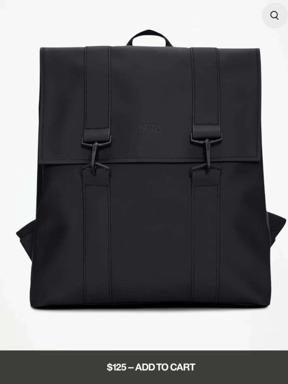 RAINS Waterproof MSN traveler Backpack in black with laptop pocket --- DRY BAG